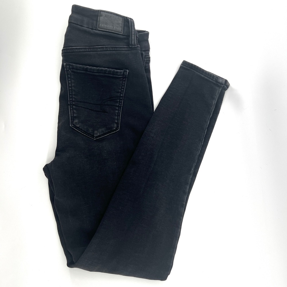 American Eagle Ne(x)t Level Stretch Skinny Jeans Faded Black High Rise 28 Inseam